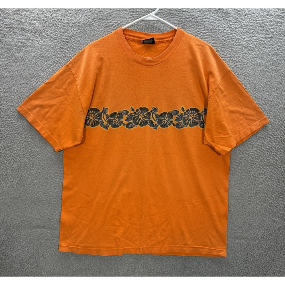 Vintage ODM Shirt Adult XL Orange Crewneck Tee Grunge Skater Surfer 90s Y2K